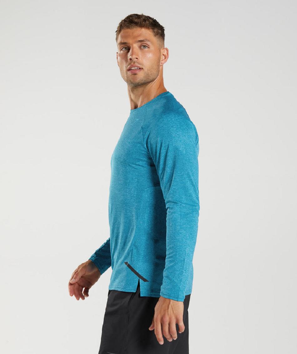 Long Sleeve Gymshark Apex Hombre Azules Gris Oscuro Azules | CO 3491XYU